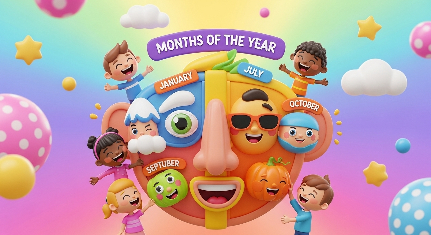 Months of the Year with Happy Kids